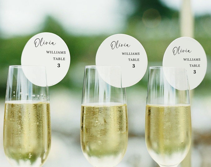 Custom Seating Chart Name Tags for Shot Glasses or Champagne Drink Tags