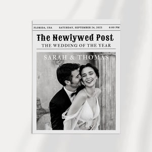 Newspaper Wedding Program Template, Editable Wedding Newspaper Program, Printable Wedding Infographic, Folded Wedding Day Program, Cross N zdjęcie 5