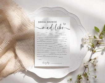 Wedding Mad Libs Spiel für Brautparty oder Hochzeit | druckbare Vorlage mit minimalistisch modernem Thema