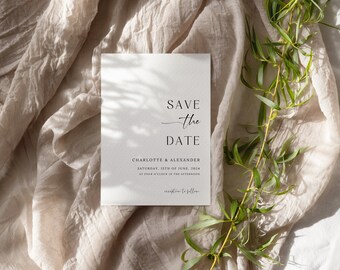 Elegant Save the Date Template Download Custom Modern Simple Save the Date Card Canva Printable Save our date invitation #Cha