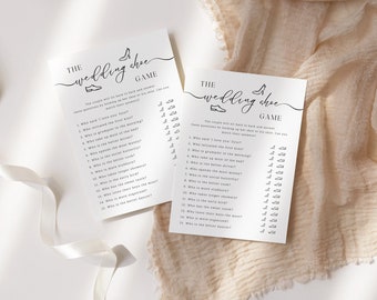The Wedding Shoe Game | Fun Couple Game | Boho Bridal Shower Game | Couples Wedding Shower Game | His or Her Trivia | Editable Template