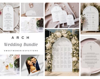 FULL arch wedding stationery bundle instant download editable digital template Sage white modern elegant wedding collection #Ama