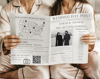 Wedding Newspaper Program Template, simple and unique wedding decor