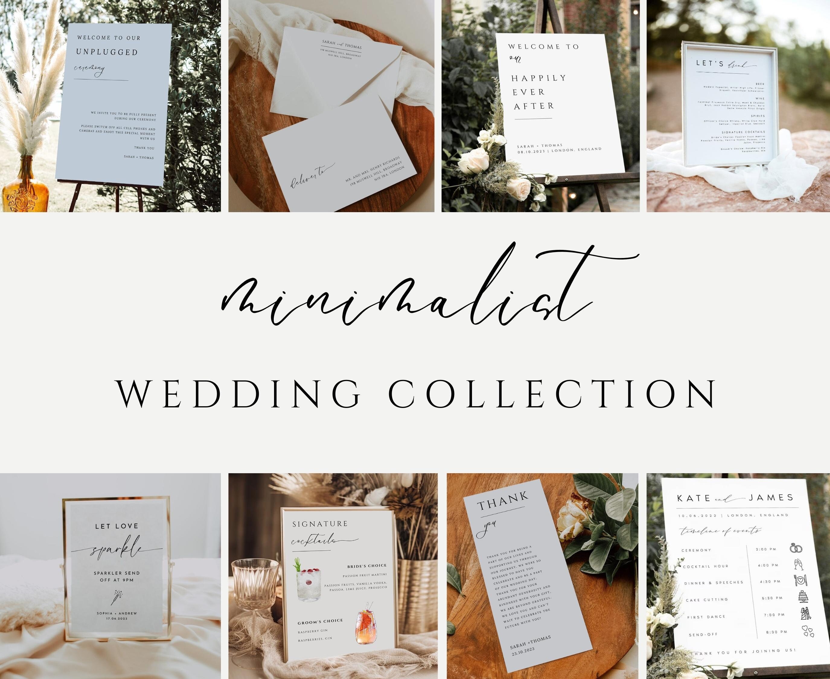 Wedding Template Collection. Modern, Minimalist Design With Bold, Eyecatching Names. Templates