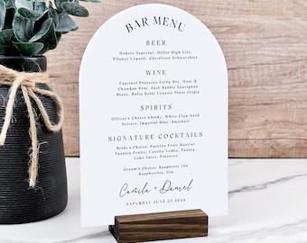 Elegant ARCHED Wedding Bar Menu Template, 8x10 Minimalist Bar Menu, Wedding Canva, Wedding Drink Sign Printable, EDITABLE