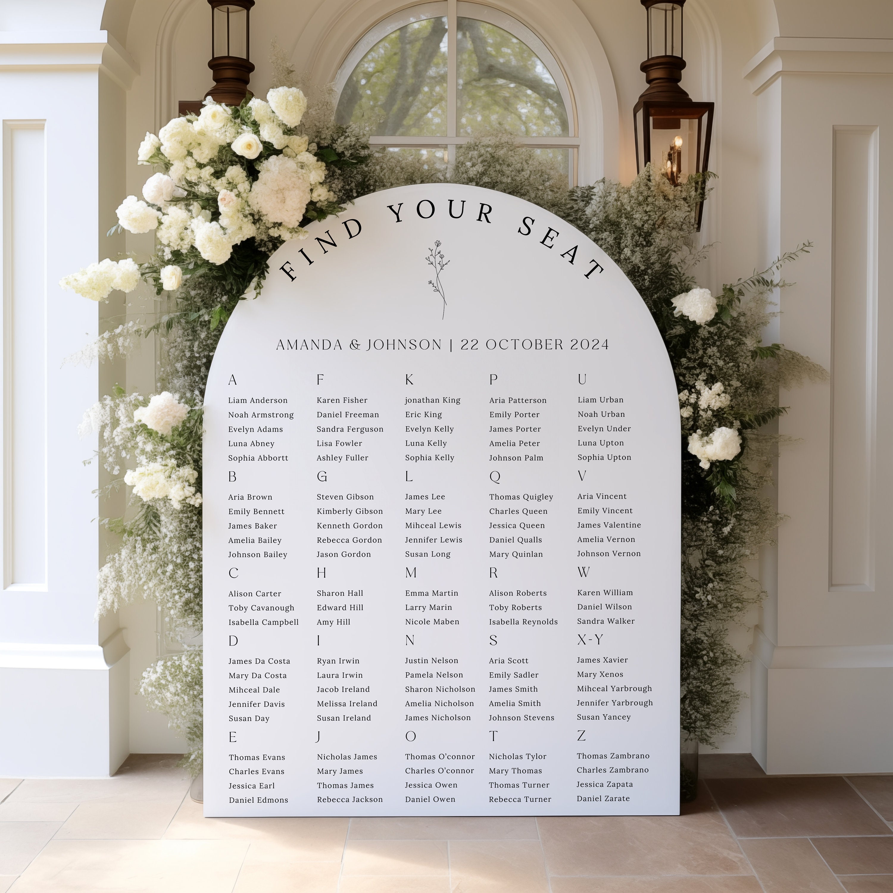 Dreamy Custom Wedding Seating Chart Template in Canva. Minimal Arch ...