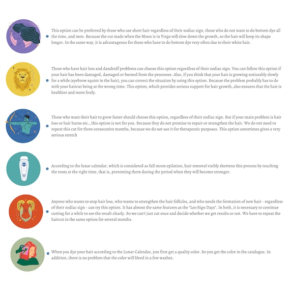 Lunar Calendar Haircut and Colouring Dates Care Calendar - Etsy