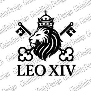 Emblema Papal LEO XIV SVG | Logotipo do Vaticano com Coroa de Leão | Papa em Preto e Branco