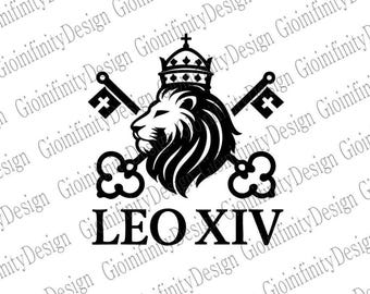 LEO XIV Papal Emblem SVG| Lion Crown Vatican Logo | Black and White Pope
