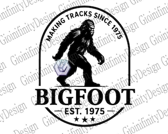 Vintage Bigfoot Patch Logo: Sasquatch Embroidered Design (Digital Download PNG & SVG Files)