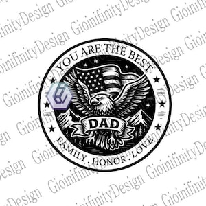 Parche "Eres el mejor papá" / Emblema de águila y bandera de EE. UU. / Diseño de águila, bandera estadounidense y montaña / SVG PNG