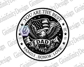 You Are the Best Dad Patch | Eagle & USA Flag Emblem | Eagle American Flag Mountain Design | SVG PNG
