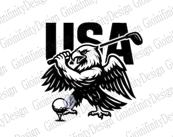 Eagle USA Golf Design: Patriotic Clipart (SVG, PNG)