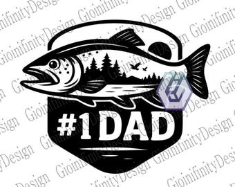 Fishing Dad Patch: Vintage Fish Logo, Outdoor Scene (SVG/PNG Download)