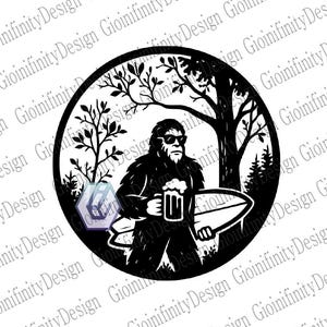 Logo surf Bigfoot Beer : Sasquatch Beach Life Design (SVG PNG)