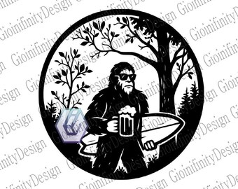Bigfoot Beer Surf Logo: Sasquatch Beach Life Design (SVG PNG)