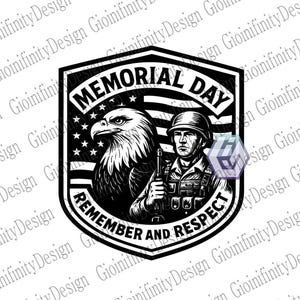 Parche del Día de los Caídos / Águila de Recuerdo y Respeto / Insignia de Soldado de EE. UU. / Parche bordado de homenaje militar para gorras, chaquetas y bolsos