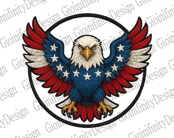 Patriotic Bald Eagle Patch Logo: USA Flag Emblem (SVG PNG)