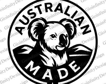 Koala Australian Made SVG PNG | 12x12 Digital Download | Cricut Sticker Decal Logo | Aussie Pride Cut File