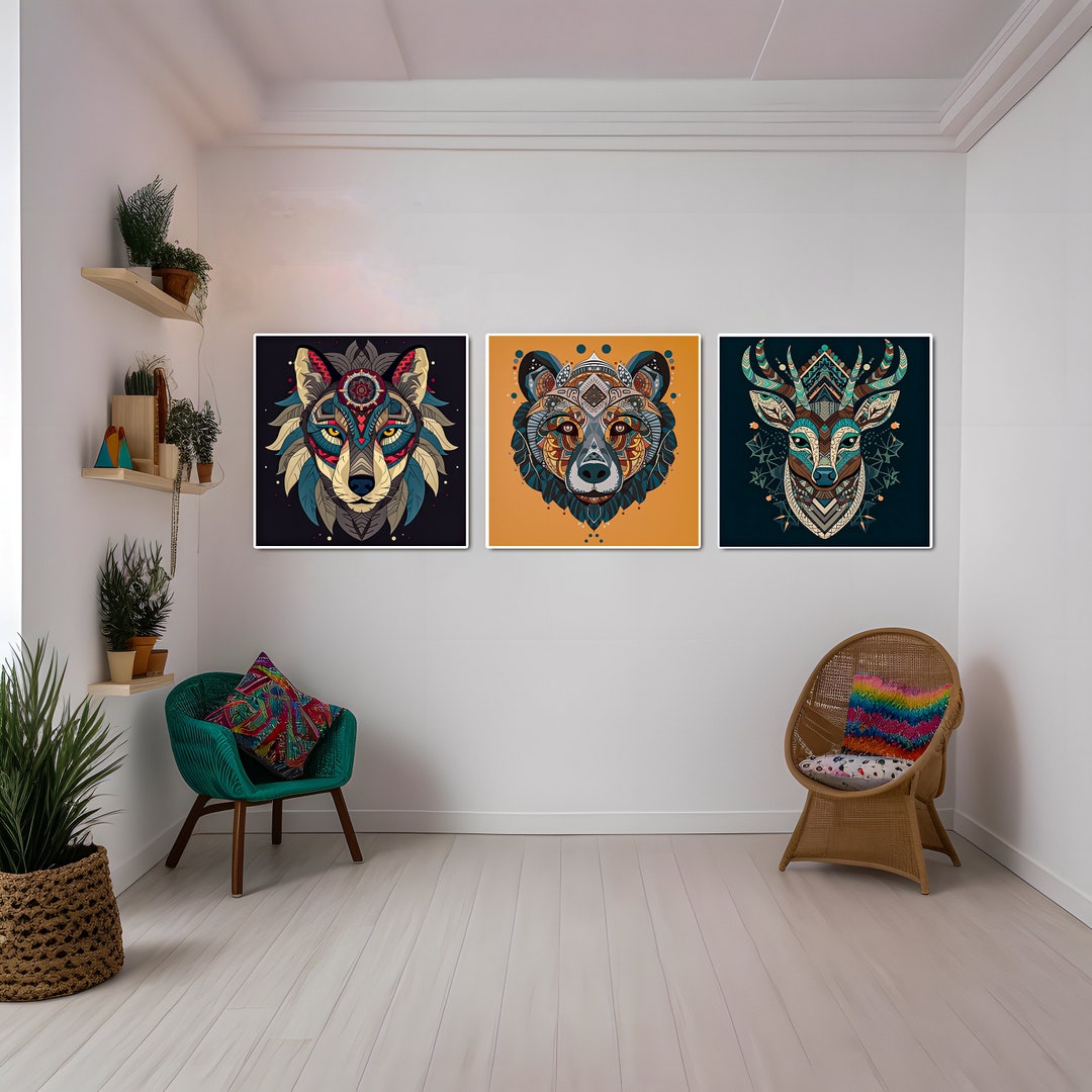Set of 3 Colorful Mandala Prints Boho Wall Decor Mandala Wall Art Boho ...