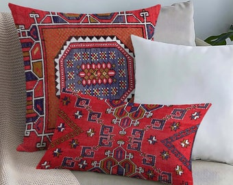 Housewarming Gift, Turkish Rug Pattern Pillow, Accent Pillow, Kilim Design Pillow, Red Cushion Case, Personalized Gifts, Anatolian Pillow,