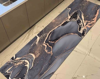 Office Decor Rug, Pet Friendly Rug, Bedroom Rug, Handmade Gift, Gray And Gold Marble Rugs, Gray Marble Rugs, Modern Rugs, Runner Rug,