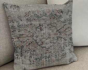 Cuscino decorativo, Fodera per cuscino unica, Fodera per cuscino dai colori tenui, Federa per cuscino con medaglione, Federa per cuscino orientale, Cuscino grigio, Cuscino stampato,