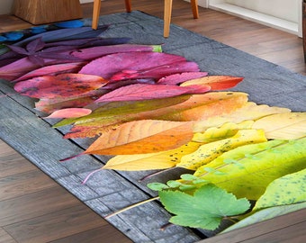 Outdoor Rug, Salon Decor Rug, 3D Printed Rug, Non Slip Rug, Autumn Rug, Colorful Leaves Rugs, Autumn Leaves Rugs, View Rugs, Saloon Rug,