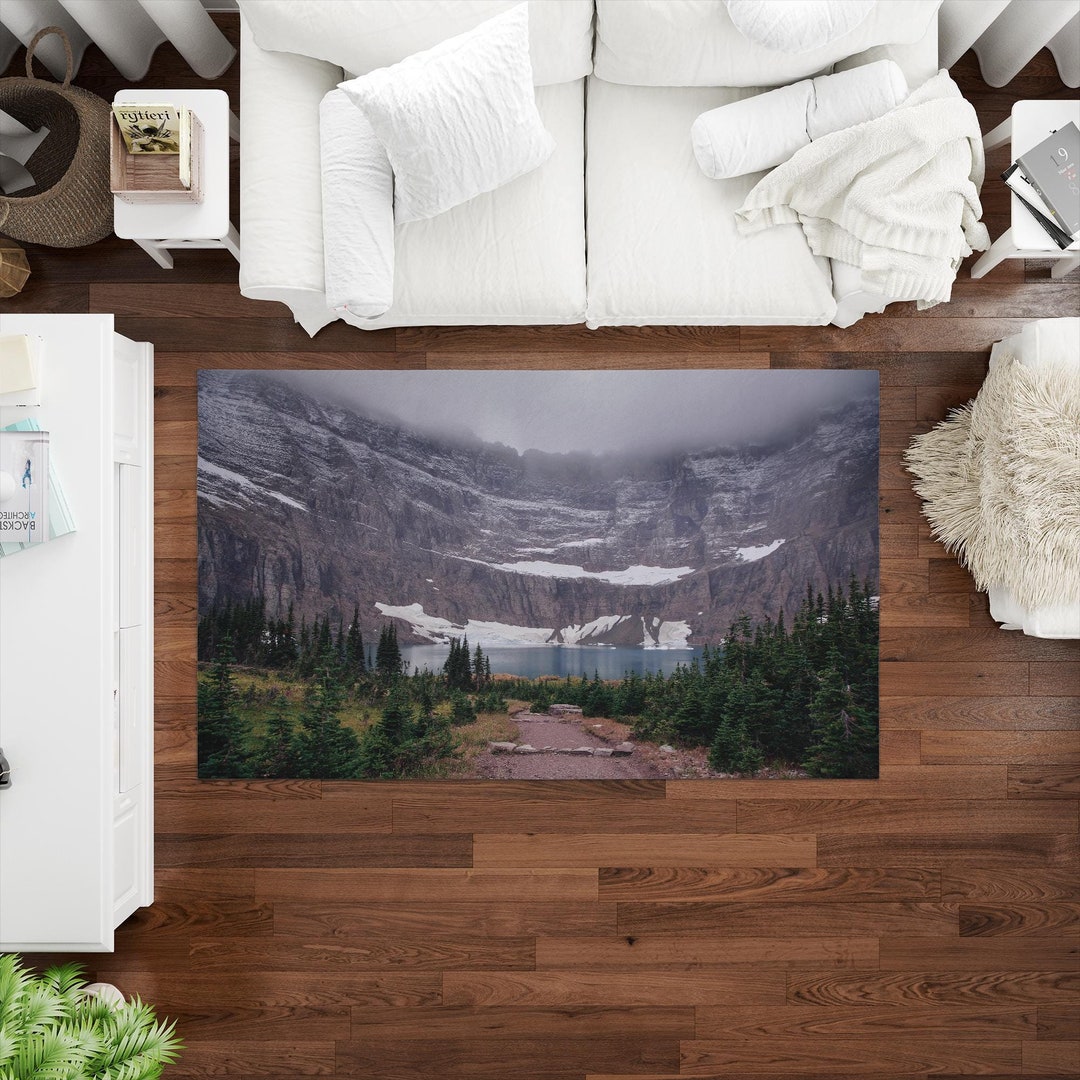 Glacier National Park Rug, Farmhouse Rug, Mountain Rug, Landscape Rug ...