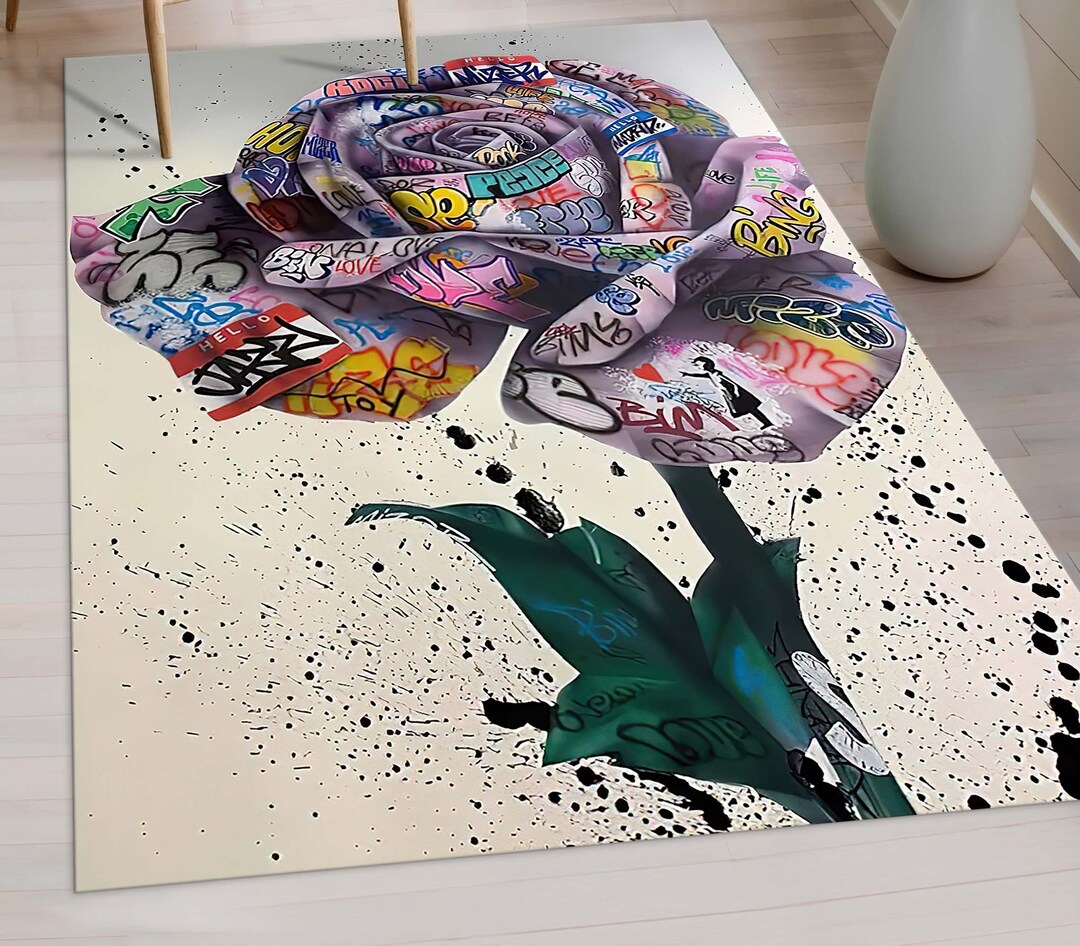 Graffiti Rug, 3D Printed Rug, Corridor Rug, Gift for the Home, Banksy ...