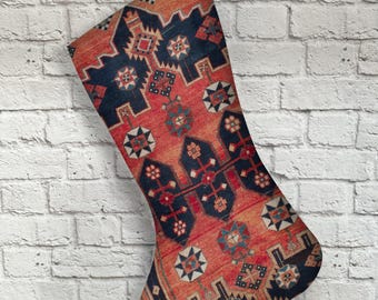 Calza vintage, Calza di Natale, Calza vintage, Calza con motivo Kilim, Calza per le feste, Calza di Natale, Calza fatta a mano,