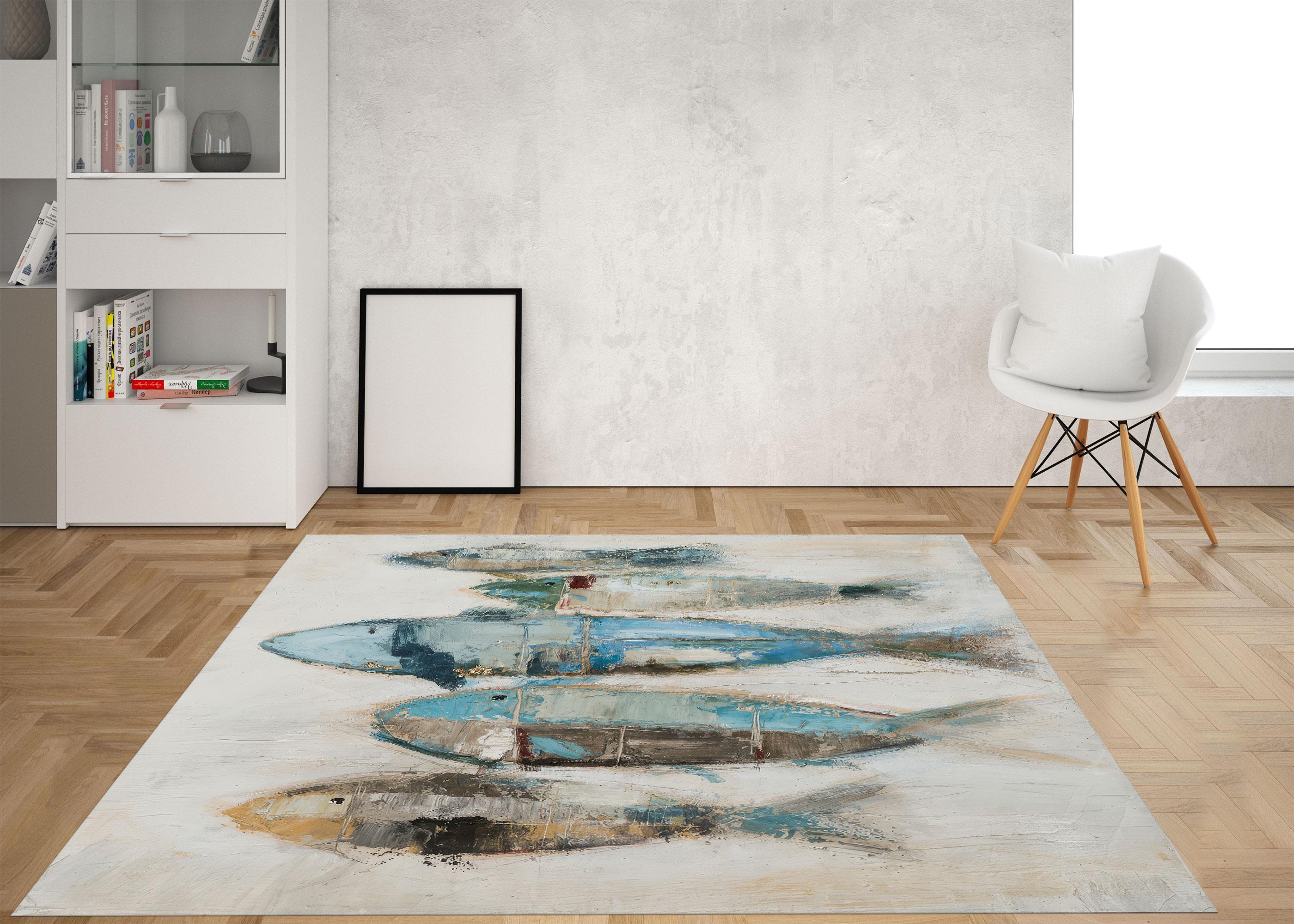 Fish Painting Print Rug, Fish Rug, Modern Rug, Animal Rugs, Outdoor Rug ...