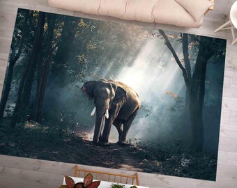 Alone Elephant Rugs, Wild Animal Rugs, Wild Elephant Rugs, Animal Rugs, Decorative Rug, 3D Printeds Rug, Thick Rug, Personalized Gifts,