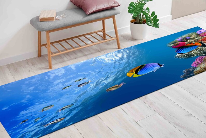 Office Rug, Bathroom Rug, 3D Printeds Rug, Housewarming Gift, Underwater Fish View Rug, Tropical Fish Rugs, Animal Rugs, Wall Hanging Rug, image 4