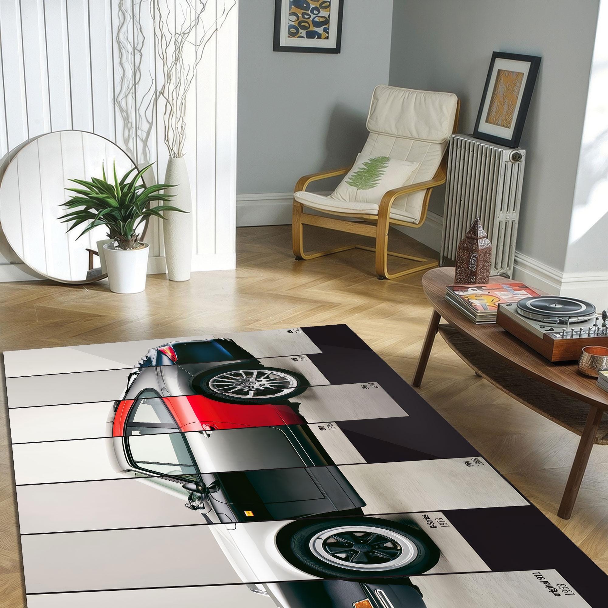 Vehicle Rug Classic Sports Car Rug, Vintage Auto Illustration Digital Print Carpet ...