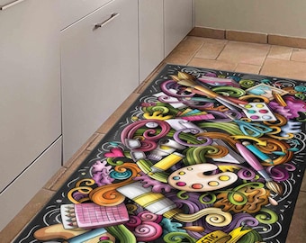 Rugs, Brushes Rugs, Paint Rugs, Modern Rugs, Non Slip Rug, Office Rug, Dining Room Rug, Colorful Rug, Pet Friendly Rug, Step Rug,