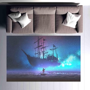 Tapijt kleine jongen en boot, boottapijt, zeetapijt, modern tapijt, automat, keukentapijt, entreetapijt, buitentapijt, machinewasbaar tapijt, accenttapijt,
