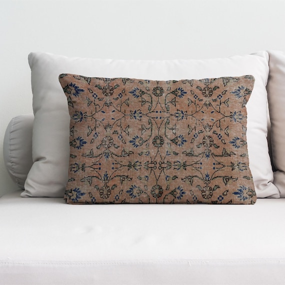 Light Brown Pillow Case, Personalized Gifts, Green Pillow Sham, Kilim Cushion Cover, Floral Pattern Pillow Cover, Soft Pillow, Home Decor,