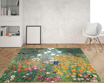 Tapis Gustav Klimt, tapis Sécession viennoise, tapis de jardin fleuri, reproduction de tapis, tapis de couloir, tapis antidérapant, tapis à suspendre,