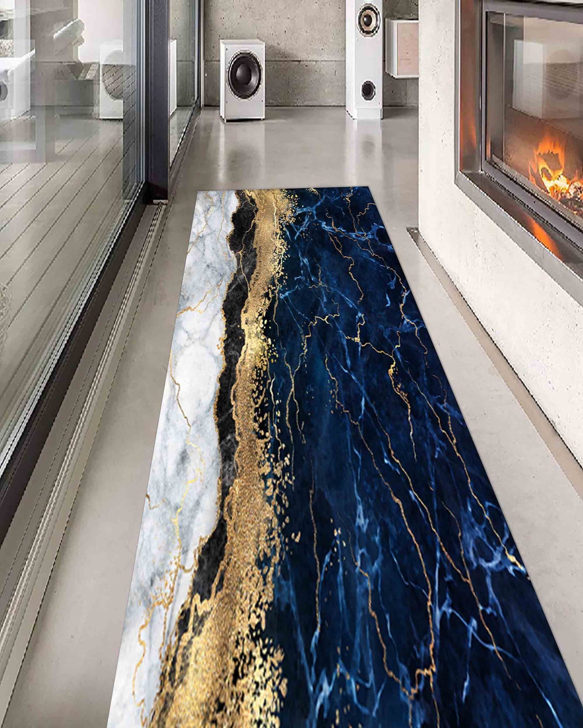 Blue Marble Rug Pattern Soft Rug, Large Rug, Thin Rug, Non-slip Carpet, Navy Blue Marble Rugs ...