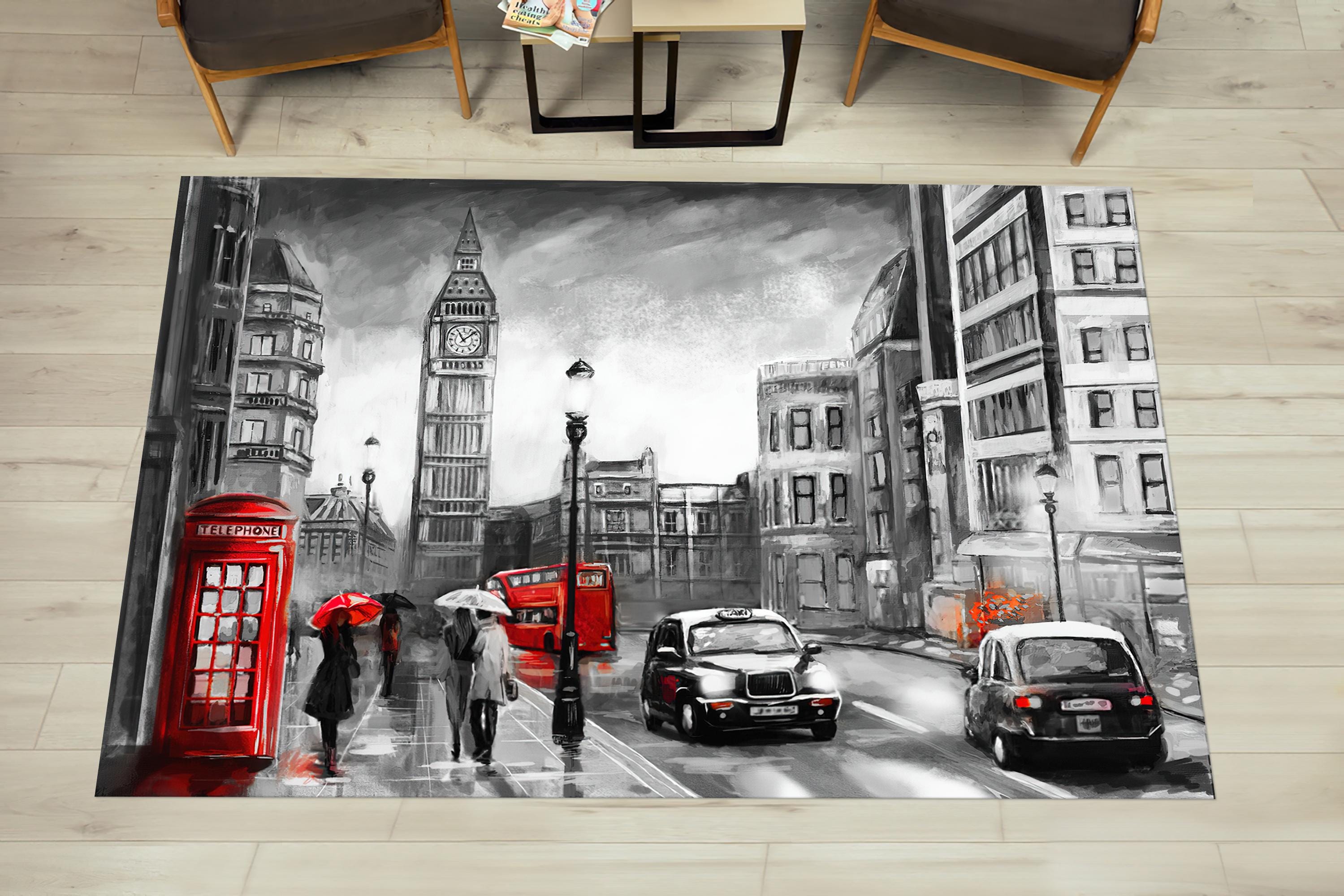 Teppich London Telefonzelle, Regenteppich, Abstrakter Teppich, Blick auf den Teppich, Blick auf den Teppich, Antiker Teppich, Berber Teppich
