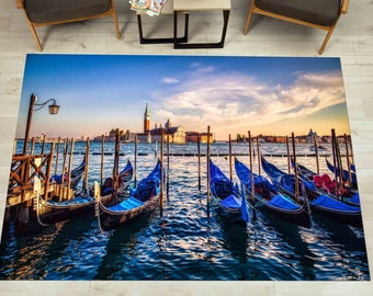Popular Rug, Hallway Rug, Salon Rug, Gift For Him, Venice Gondola Rug, Venice Rug, View Rugs, Non-Slip Carpet, Soft Rug, Bedroom Rug,