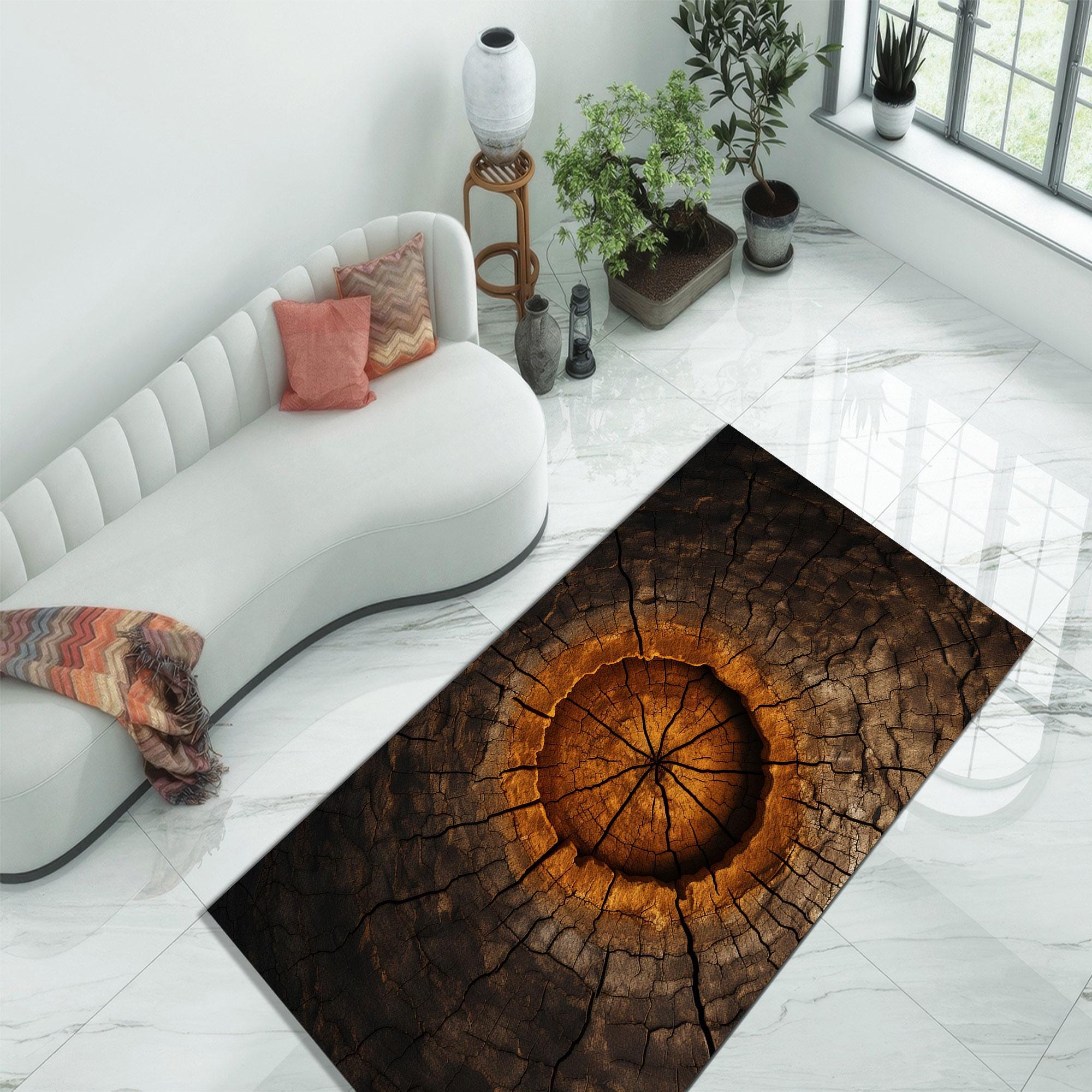 Slice Rugs Tree Trunk Print Rug, Wood Slice Design Carpet, Rustic Log Floor Mat ...