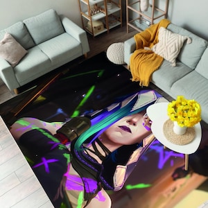 LOL Art Decoration, Game Room Decor, Personalized Rug,  Digital Print Rug, Modern Rug, LOL Lover Gift, Arcane DEcoration, LOL Print Rug