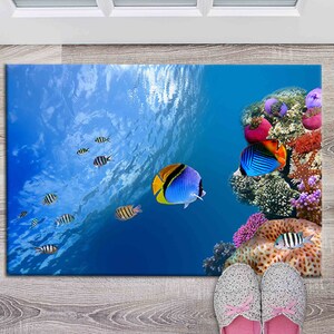 Office Rug, Bathroom Rug, 3D Printeds Rug, Housewarming Gift, Underwater Fish View Rug, Tropical Fish Rugs, Animal Rugs, Wall Hanging Rug, image 7