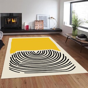 Black and Yellow Rug,Minimal Rugs,Abstract Rugs,Modern Rugs,Small Rug,Kitchen Rug,Classic Rug,Front Door Rug,Colorful Rug,Kitchen Decor Art,Housewarming Gift,Personalized Gifts,Gift For Her,
