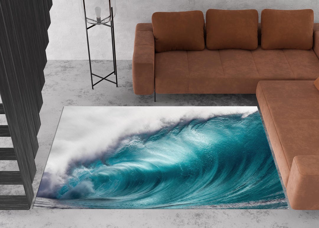 Wave Rugs Water Wave Rug, Ocean Rug, Tropical Rug, View Rugs, Salon Rug, Office ...
