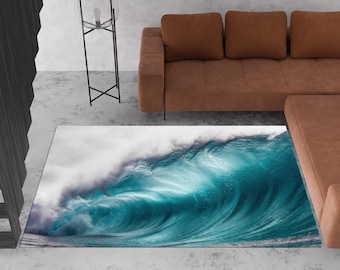 Water Wave Rug, Ocean Rug, Tropical Rug, View Rugs, Salon Rug, Office Decor Rug, Bathroom Rug, Small Rug, Chenille Rug, Indoor Rug,