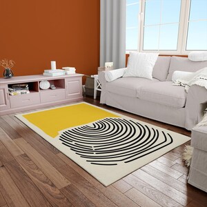 Black and Yellow Rug,Minimal Rugs,Abstract Rugs,Modern Rugs,Small Rug,Kitchen Rug,Classic Rug,Front Door Rug,Colorful Rug,Housewarming Gift,Home Decoration,Wedding Decor Art,Bedroom Decor Art,
