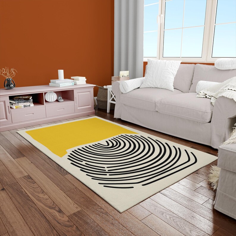 Black and Yellow Rug,Minimal Rugs,Abstract Rugs,Modern Rugs,Small Rug,Kitchen Rug,Classic Rug,Front Door Rug,Colorful Rug,Housewarming Gift,Home Decoration,Wedding Decor Art,Bedroom Decor Art,